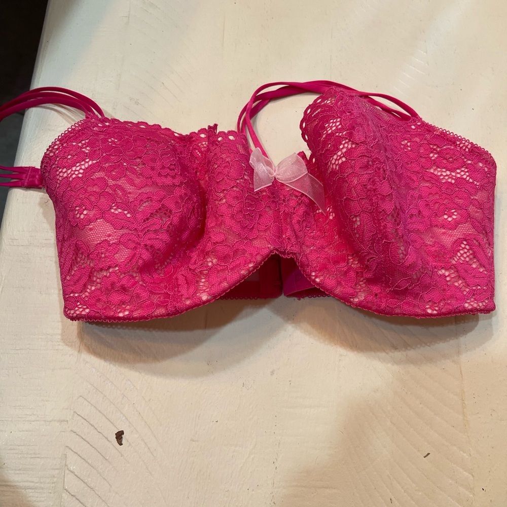 Vibrant Pink Lace Push-Up Bra